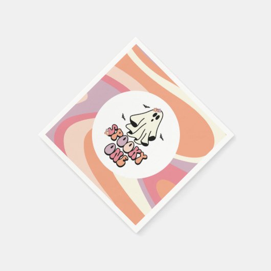 groovy Ghost retro Halloween Spooky One Birthday Servet (Hoek)