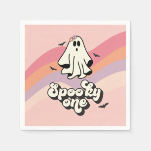 groovy Ghost retro Halloween Spooky One Birthday Servet
