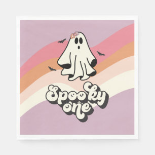 groovy Ghost retro Halloween Spooky One Birthday Servet