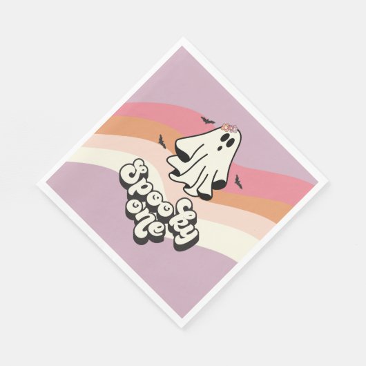 groovy Ghost retro Halloween Spooky One Birthday Servet (Hoek)