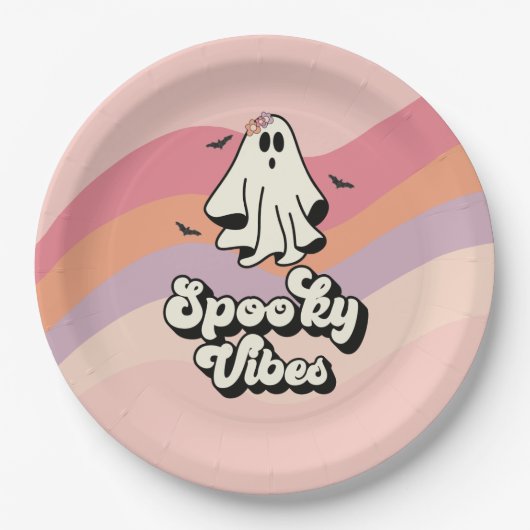 groovy Ghost retro Halloween Spooky Vibes Birthday Papieren Bordje (Voorkant)