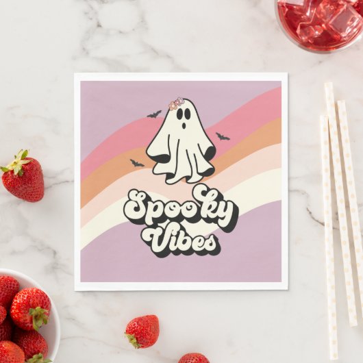 groovy Ghost retro Halloween Spooky Vibes Birthday Servet (Insitu)