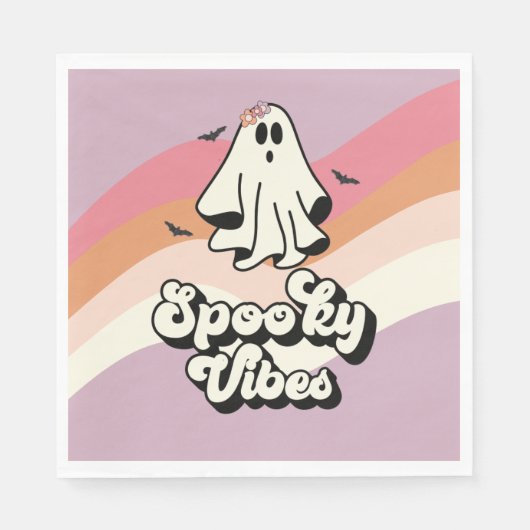 groovy Ghost retro Halloween Spooky Vibes Birthday Servet (Voorkant)