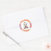 groovy Ghost retro Halloween Two Spooky Birthday P Ronde Sticker (Envelop)