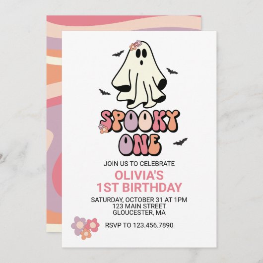 Groovy Ghost Spooky One Halloween Birthday Kaart (Voorkant / Achterkant)