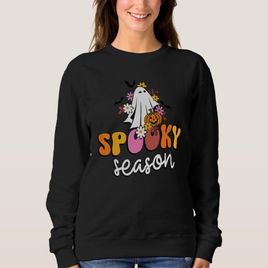 Groovy Ghost Spooky Season Retro Halloween Costum Trui (Voorkant)