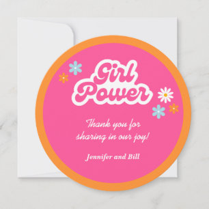 Groovy Girl Power Baby Shower Bedankkaart Kaart