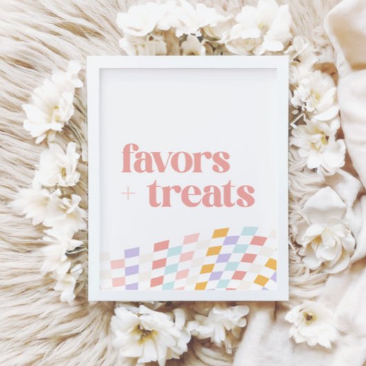 Groovy Girl's Geruite Retro Favorieten en traktati Poster