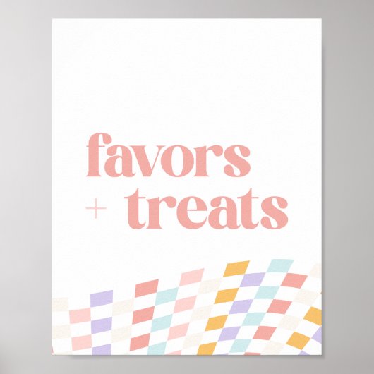 Groovy Girl's Geruite Retro Favorieten en traktati Poster (Voorkant)