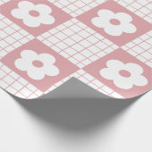 Groovy Girly Pink Psychedelic Checkerboard, Y2K Cadeaupapier (Hoek)