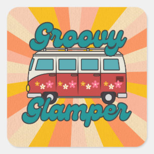 Groovy Glamper Vierkante Sticker