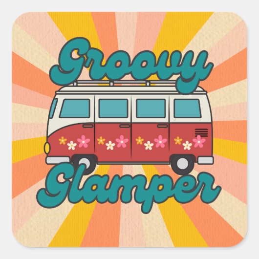 Groovy Glamper Vierkante Sticker (Voorkant)