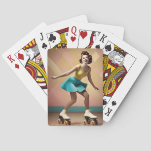 "Groovy Glide: Retro Rhythms op Schaats Wiel" Pokerkaarten
