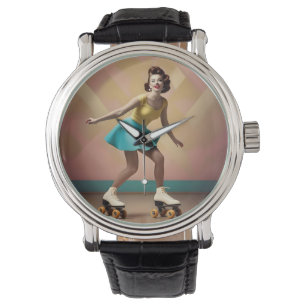 Groovy Glide: Retro ritmes op Schaatsen wielen Horloge