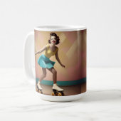 Groovy Glide: Retro ritmes op Schaatsen wielen Koffiemok (Voorkant links)