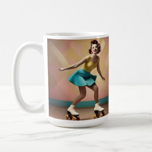 Groovy Glide: Retro ritmes op Schaatsen wielen Koffiemok (Links)