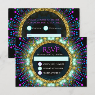 Groovy Glow Blacklight Bat Mitzvah RSVP Kaart