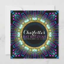 Groovy Glow Blacklight Bat Mitzvah Uitnodiging