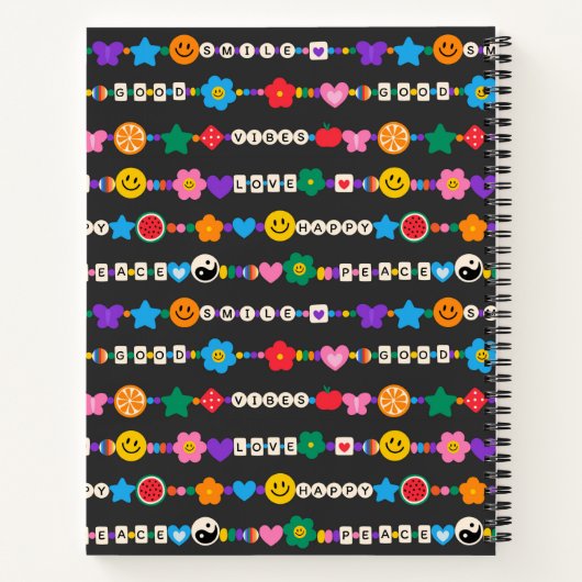 Groovy Good Vibes Love Smile Retro Beads Notitieboek (Achterkant)