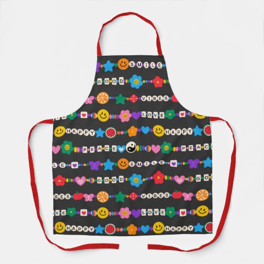 Groovy Good Vibes Love Smile Retro Beads Schort (Voorkant)