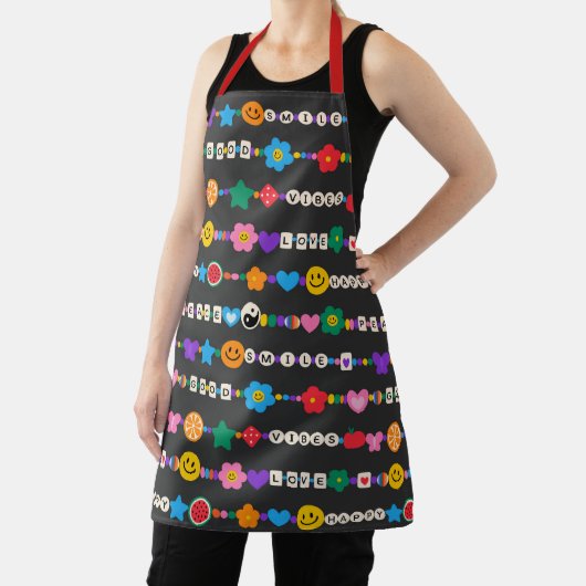 Groovy Good Vibes Love Smile Retro Beads Schort (Insitu)