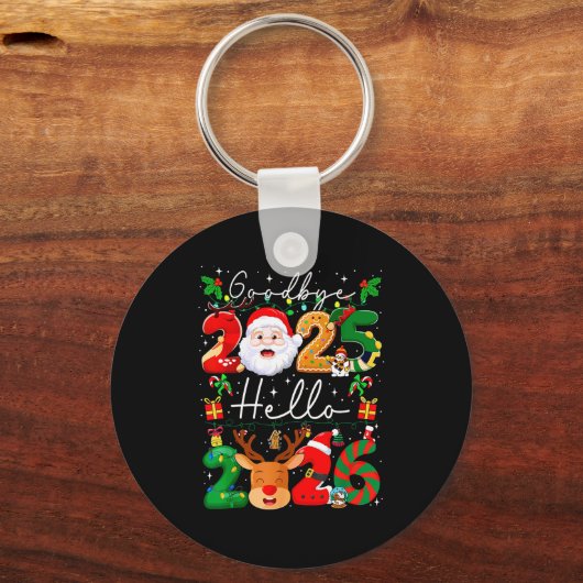 Groovy Goodbye 2025 Hello 2026 Happy New Years Eve Sleutelhanger (Voorkant)