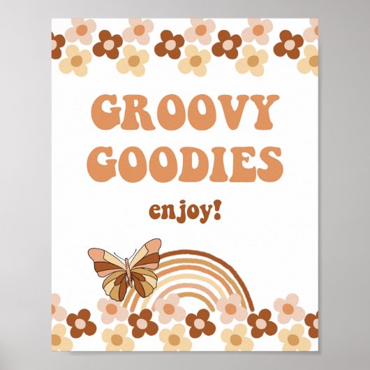 Groovy Goodies Retro Hippie Party Sign Poster (Voorkant)