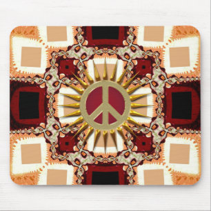 Groovy Gouden Vredesteken Abstract Muismat
