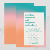 Groovy Gradient Blauwgroen Roze Oranje Abstract hu Kaart (Voorkant / Achterkant)