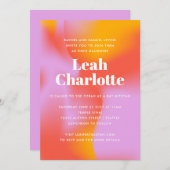 Groovy Gradient Lavender Oranje Cool Bat Mitzvah Kaart (Voorkant / Achterkant)