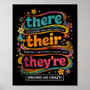 Groovy Grammaticadocente Quote Daar Hun Ze Humor Poster