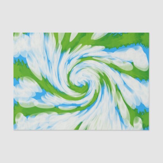Groovy Green Blue Tie Dye Swirl Tissuepapier (Voorkant)
