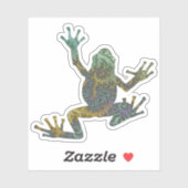 Groovy Green en Gold Fractal Tree Frog Sticker (Vel)