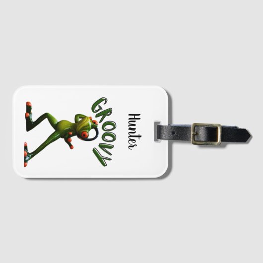 Groovy Green Frog Bagagelabel (Voorkant (horizontaal))