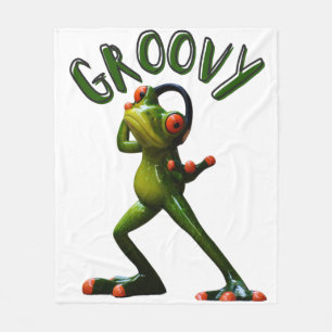Groovy Green Frog Fleece Deken