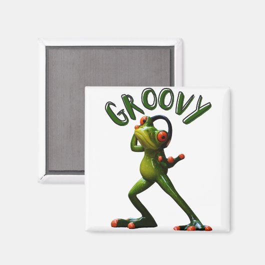 Groovy Green Frog Magneet (Voorkant / Achterkant)