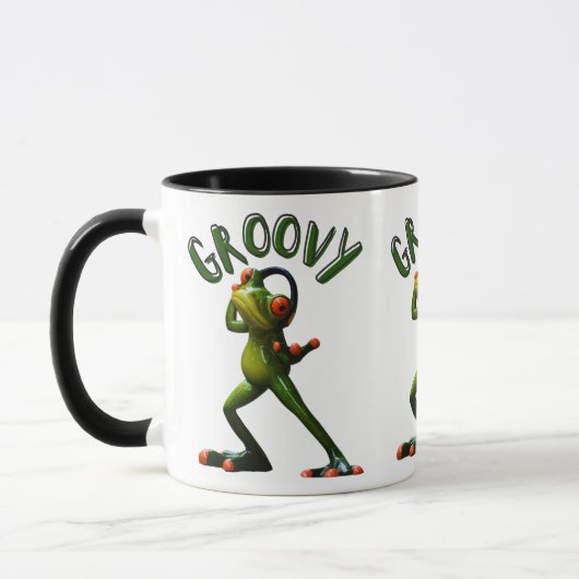 Groovy Green Frog Mok (Links)