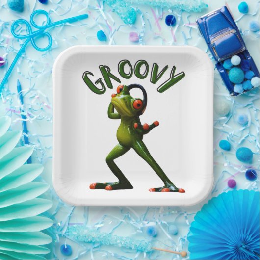Groovy Green Frog Papieren Bordje (Feest)