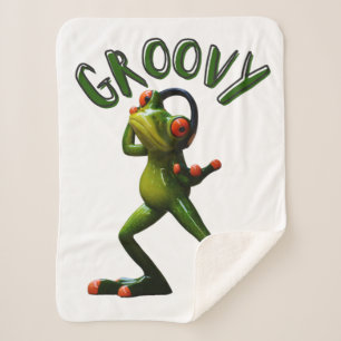 Groovy Green Frog Sherpa Deken