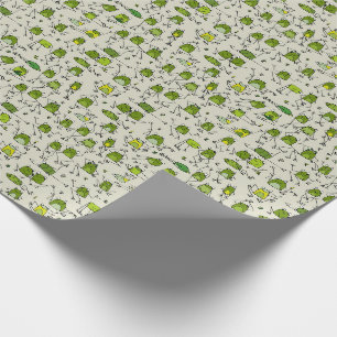 Groovy Green Frogs Hoppin Stick Frog Ribbit Cadeaupapier
