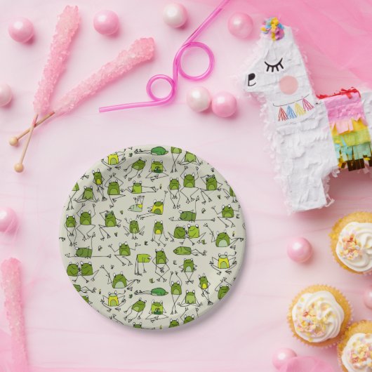 Groovy Green Frogs Hoppin Stick Frog Ribbit Papieren Bordje (Feest)