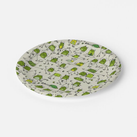 Groovy Green Frogs Hoppin Stick Frog Ribbit Papieren Bordje (Gekanteld)