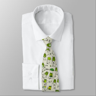 Groovy Green Frogs Hoppin Stick Frog Ribbit Stropdas