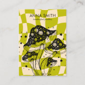 Groovy Green Mushroom Trippy Retro Earning Display Visitekaartje (Voorkant)