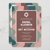 Groovy Green Waves Star David Custom Bat Mitzvah Kaart (Voorkant / Achterkant)