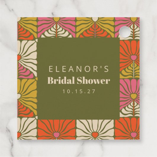 Groovy Groen Bloemen Vrijgezellenfeest Custom Bedankjes Labels (Achterkant)