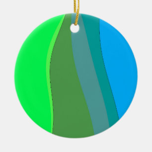 Groovy Groen En Blauwe Abstracte Kunst 305 Keramisch Ornament