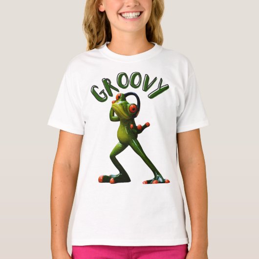 Groovy Groene Kikker T-shirt (Voorkant)
