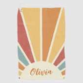 Groovy grunge retro stijl zonneschijn ontwerp golfhanddoek (Voorkant)