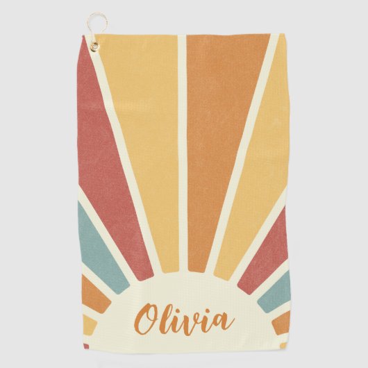 Groovy grunge retro stijl zonneschijn ontwerp golfhanddoek (Voorkant)